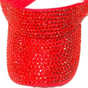 CANDY APPLE RED RHINESTONE SUN VISOR
